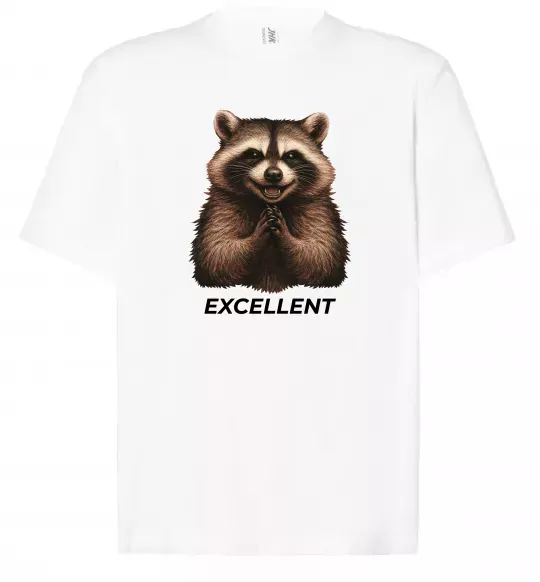 Футболка Оверсайз Єнот excellent Белый фото