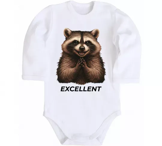 Детский боди Єнот excellent Белый фото