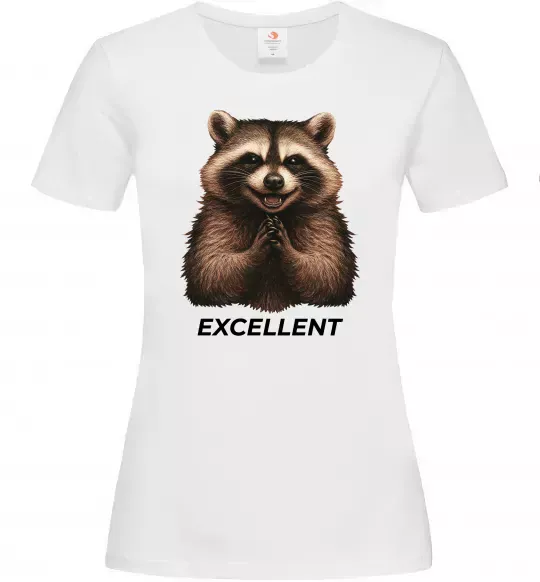 Женская футболка Єнот excellent Белый фото