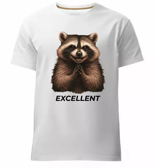 Мужская премиум футболка Єнот excellent Белый фото