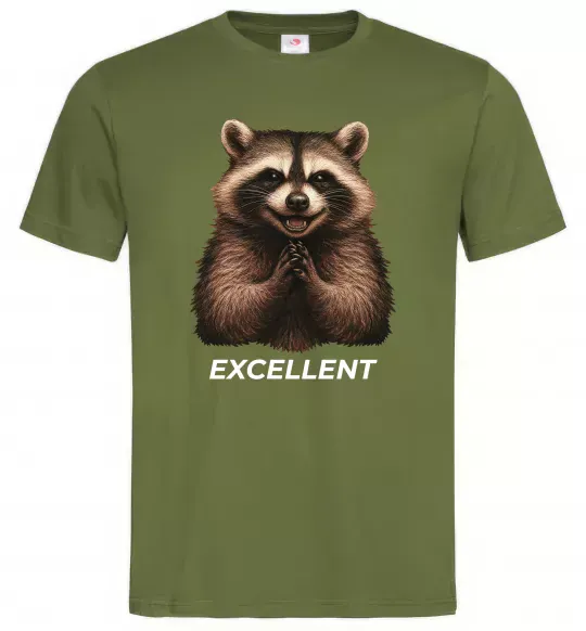Мужская футболка Єнот excellent Оливковый фото