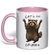 Чашка с цветной ручкой Let`s do crimes Нежно розовый фото