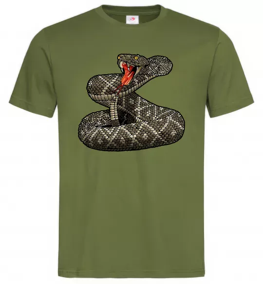 Мужская футболка Змія гримуча Оливковый фото