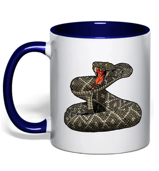 Чашка з кольоровою ручкою Змія гримуча Глибокий темно-синій фото