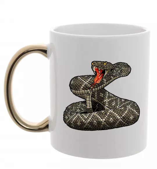 Чашка з кольоровою ручкою Змія гримуча Золото фото