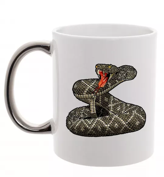 Чашка з кольоровою ручкою Змія гримуча Срібло фото