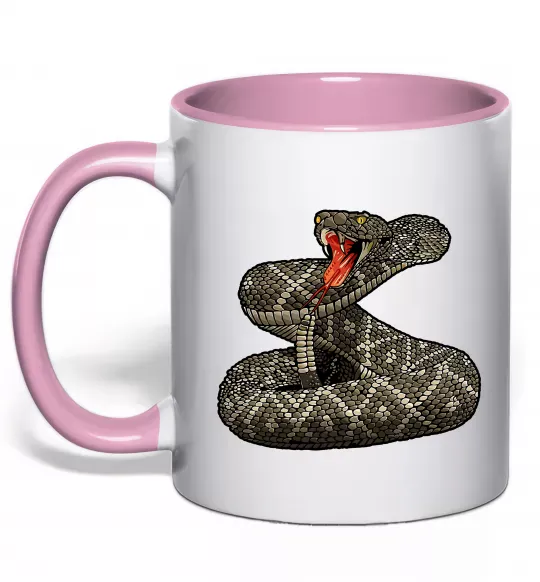 Чашка з кольоровою ручкою Змія гримуча Ніжно рожевий фото