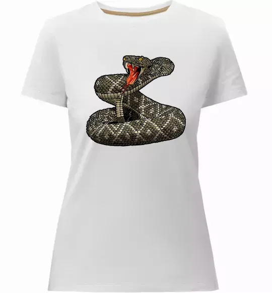 Жіноча преміум футболка Змія гримуча Білий фото