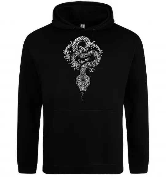 Мужская толстовка (худи) Змія візерунки Черный фото