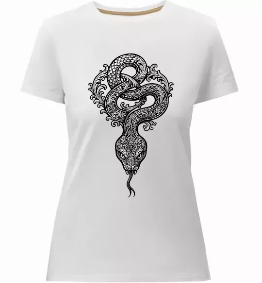 Жіноча преміум футболка Змія візерунки Білий фото