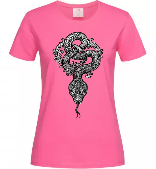Женская футболка Змія візерунки Ярко-розовый фото