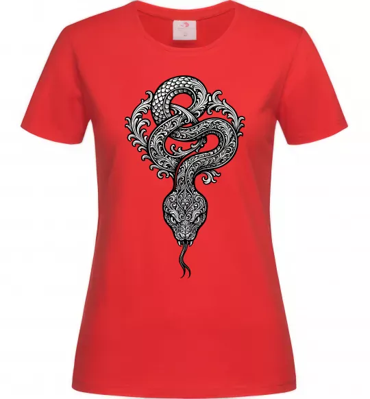 Женская футболка Змія візерунки Красный фото