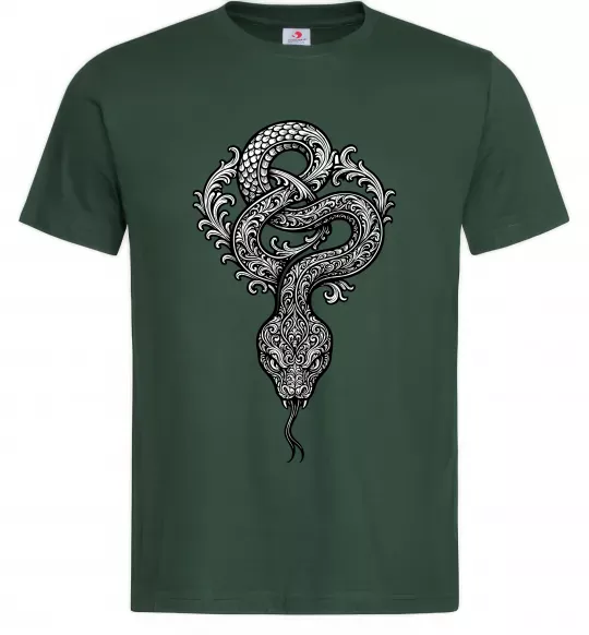 Мужская футболка Змія візерунки Темно-зеленый фото