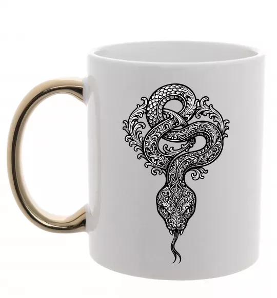 Чашка с цветной ручкой Змія візерунки Золото фото