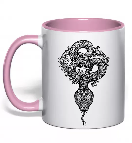 Чашка с цветной ручкой Змія візерунки Нежно розовый фото