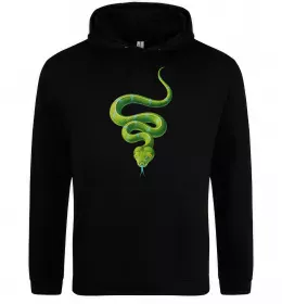 Чоловіча толстовка (худі) Зелена змія Чорний фото
