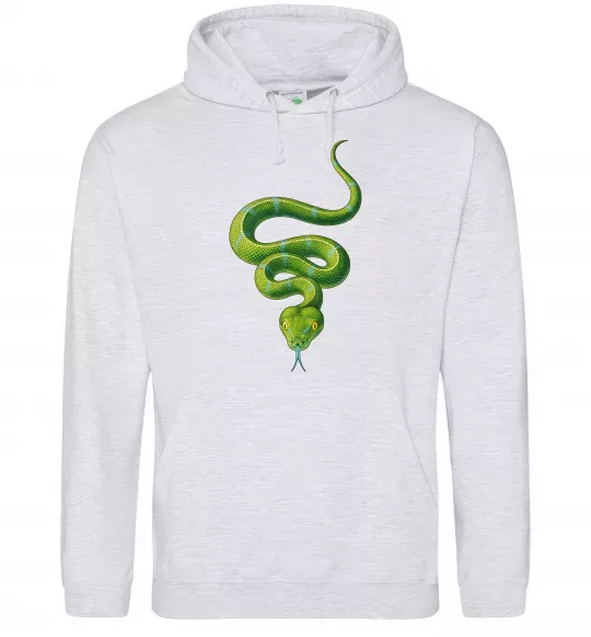 Чоловіча толстовка (худі) Зелена змія Сірий меланж фото