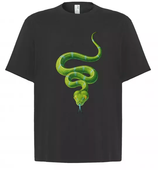 Футболка Оверсайз Зелена змія Чорний фото