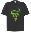 Футболка Оверсайз Зелена змія Чорний фото