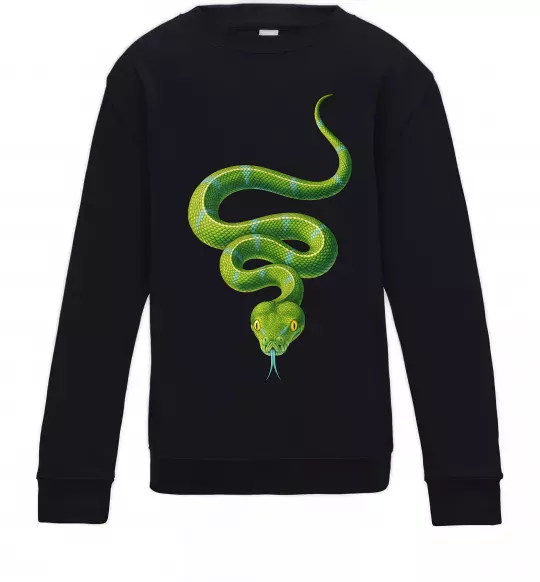 Детский Свитшот Зелена змія Черный фото
