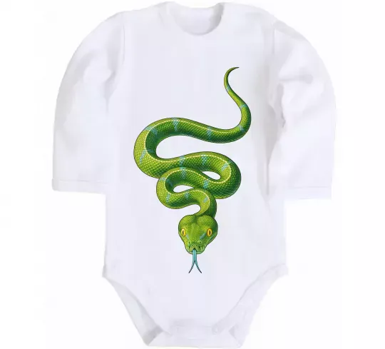 Дитячий бодік Зелена змія Білий фото