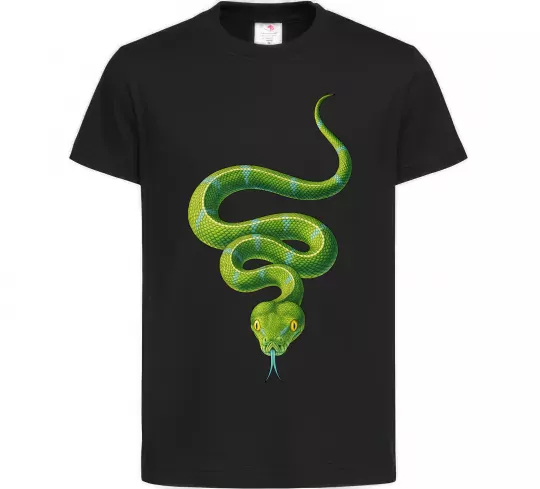 Дитяча футболка Зелена змія Чорний фото