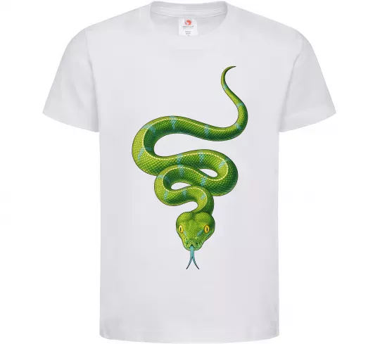 Дитяча футболка Зелена змія Білий фото