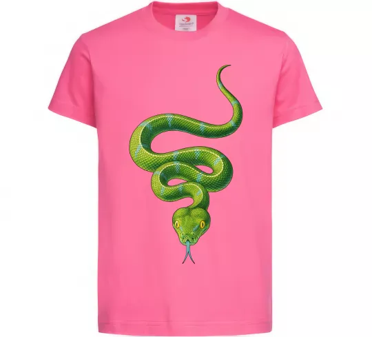 Дитяча футболка Зелена змія Яскраво-рожевий фото