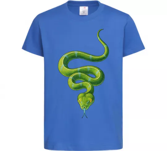 Дитяча футболка Зелена змія Яскраво-синій фото
