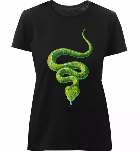 Жіноча преміум футболка Зелена змія Чорний фото