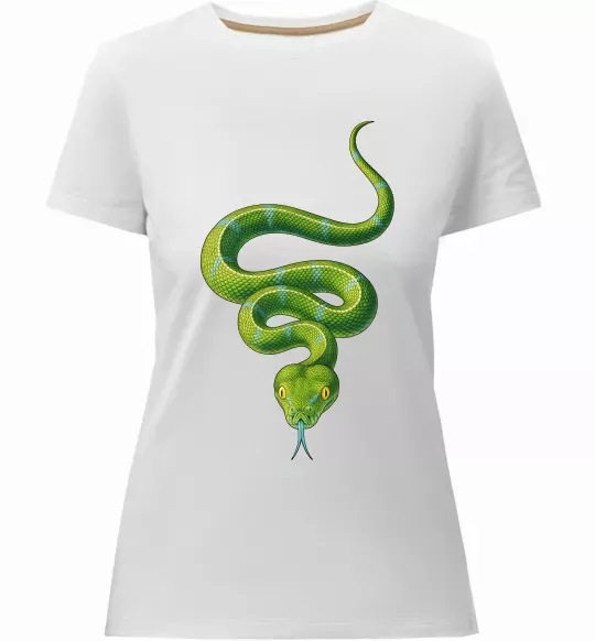 Жіноча преміум футболка Зелена змія Білий фото