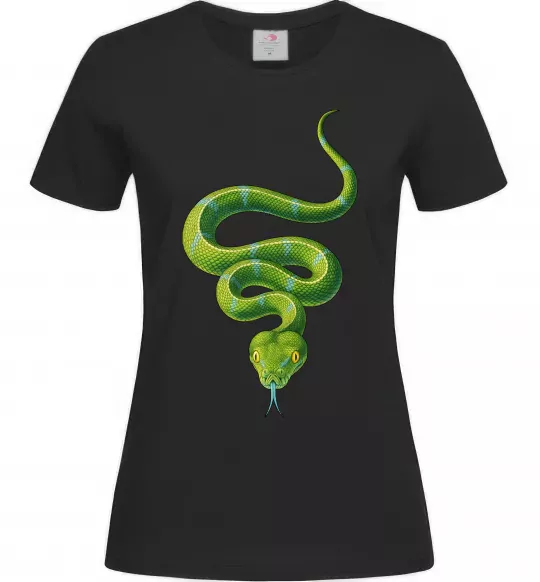 Жіноча футболка Зелена змія Чорний фото