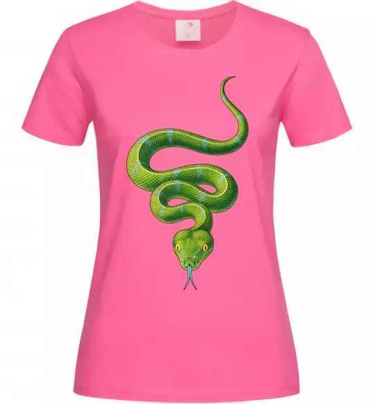 Жіноча футболка Зелена змія Яскраво-рожевий фото