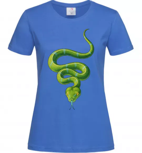 Жіноча футболка Зелена змія Яскраво-синій фото
