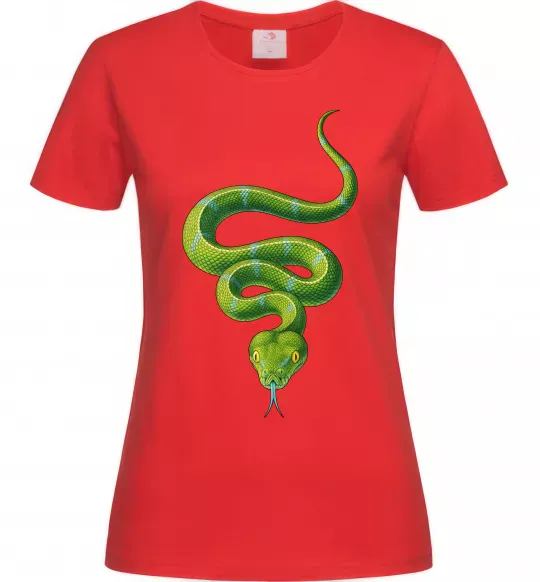 Жіноча футболка Зелена змія Червоний фото