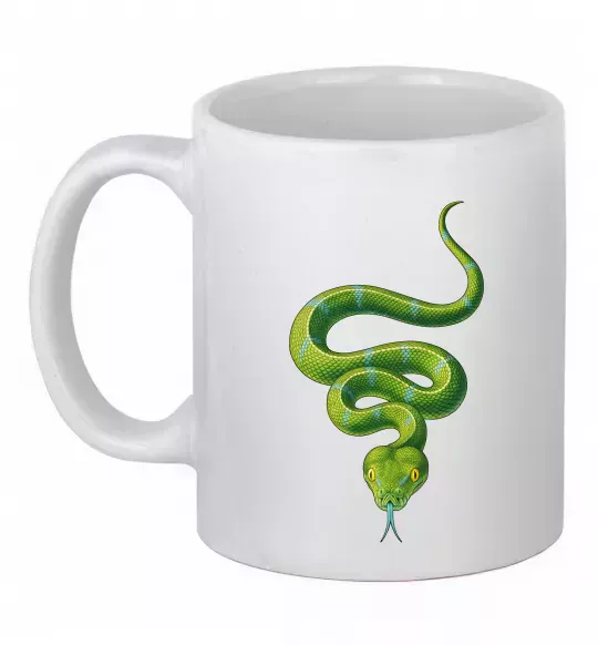 Чашка керамічна Зелена змія Білий фото