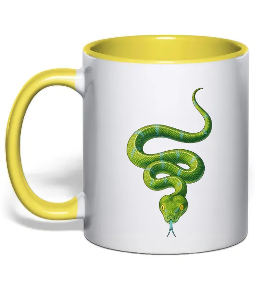 Чашка с цветной ручкой Зелена змія Лимонный фото