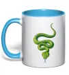 Чашка з кольоровою ручкою Зелена змія Блакитний фото