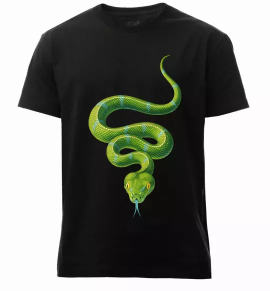 Чоловіча преміум футболка Зелена змія Чорний фото
