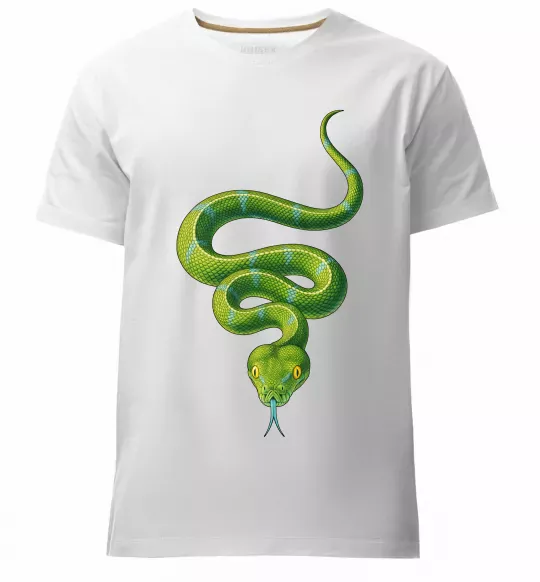 Чоловіча преміум футболка Зелена змія Білий фото