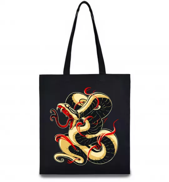 Еко-сумка Змія малюнок Чорний фото