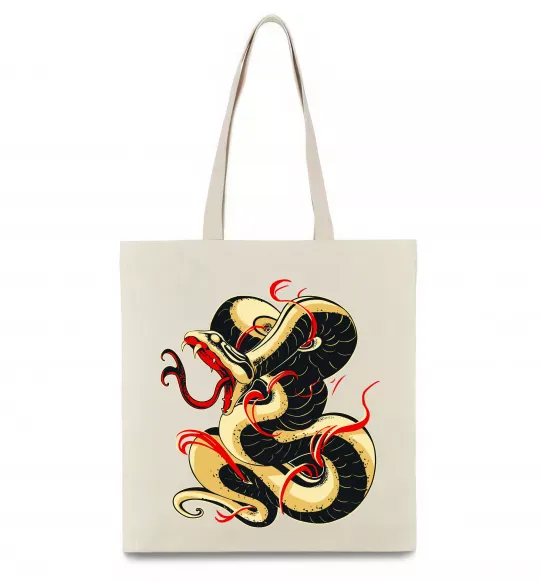 Еко-сумка Змія малюнок Бежевий фото