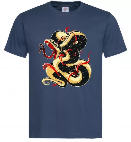 Чоловіча футболка Змія малюнок Темно-синій фото