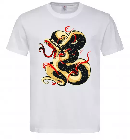 Чоловіча футболка Змія малюнок Білий фото