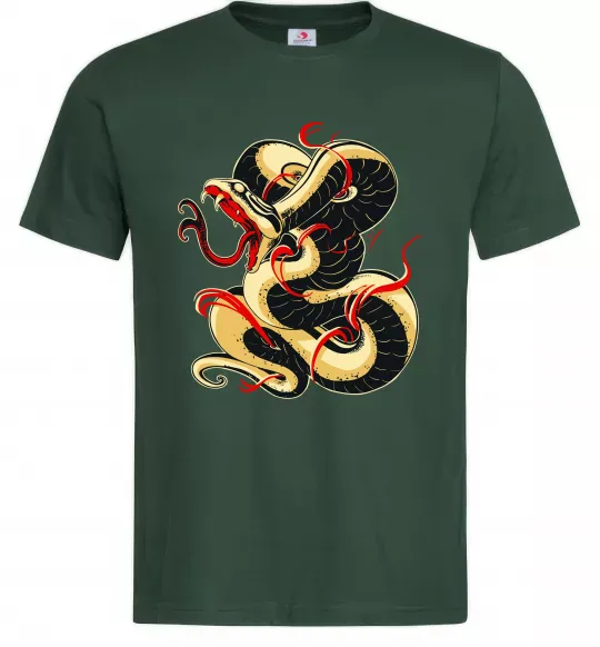 Чоловіча футболка Змія малюнок Темно-зелений фото