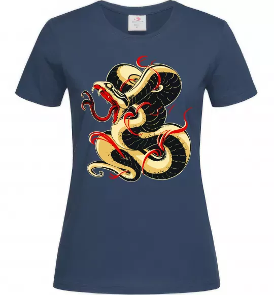 Жіноча футболка Змія малюнок Темно-синій фото