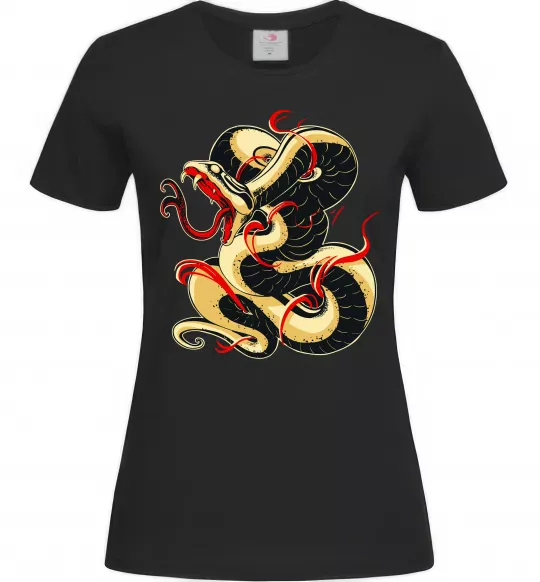 Жіноча футболка Змія малюнок Чорний фото