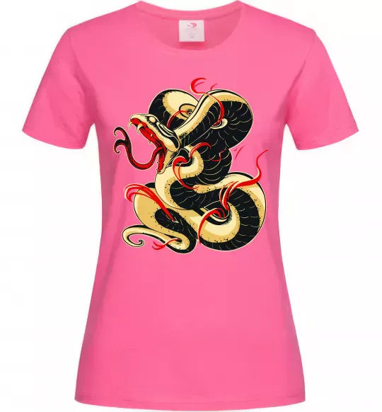 Жіноча футболка Змія малюнок Яскраво-рожевий фото