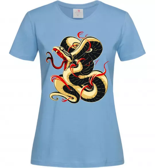 Жіноча футболка Змія малюнок Блакитний фото
