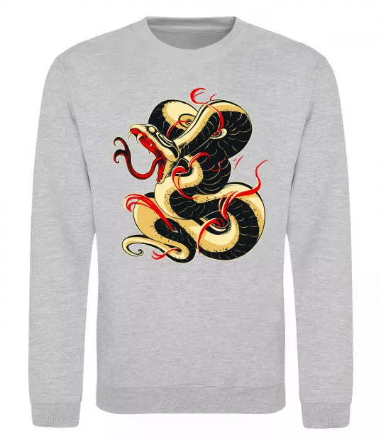 Світшот Змія малюнок Сірий меланж фото